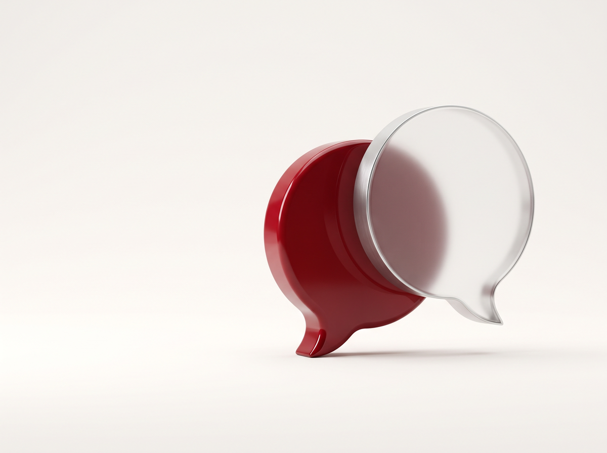 Dos bocadillos de diálogo en 3D para representar conversaciones en inglés.