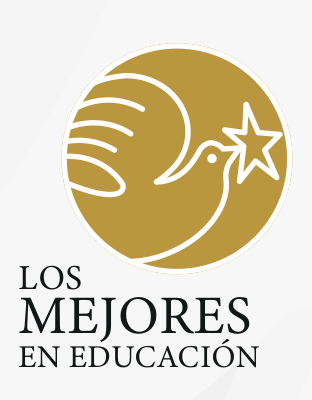 Los Mejores en Educación · insignia del folleto institucional de Unisystem